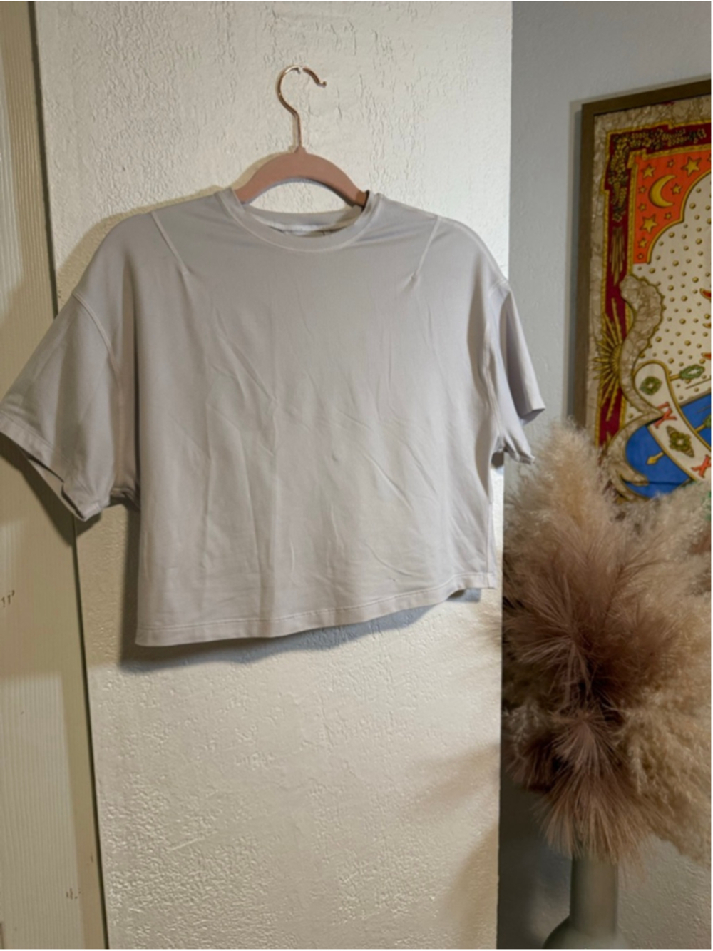 Preowned, white Lululemon Abrasion-Resistant Training top ,light grey, size M